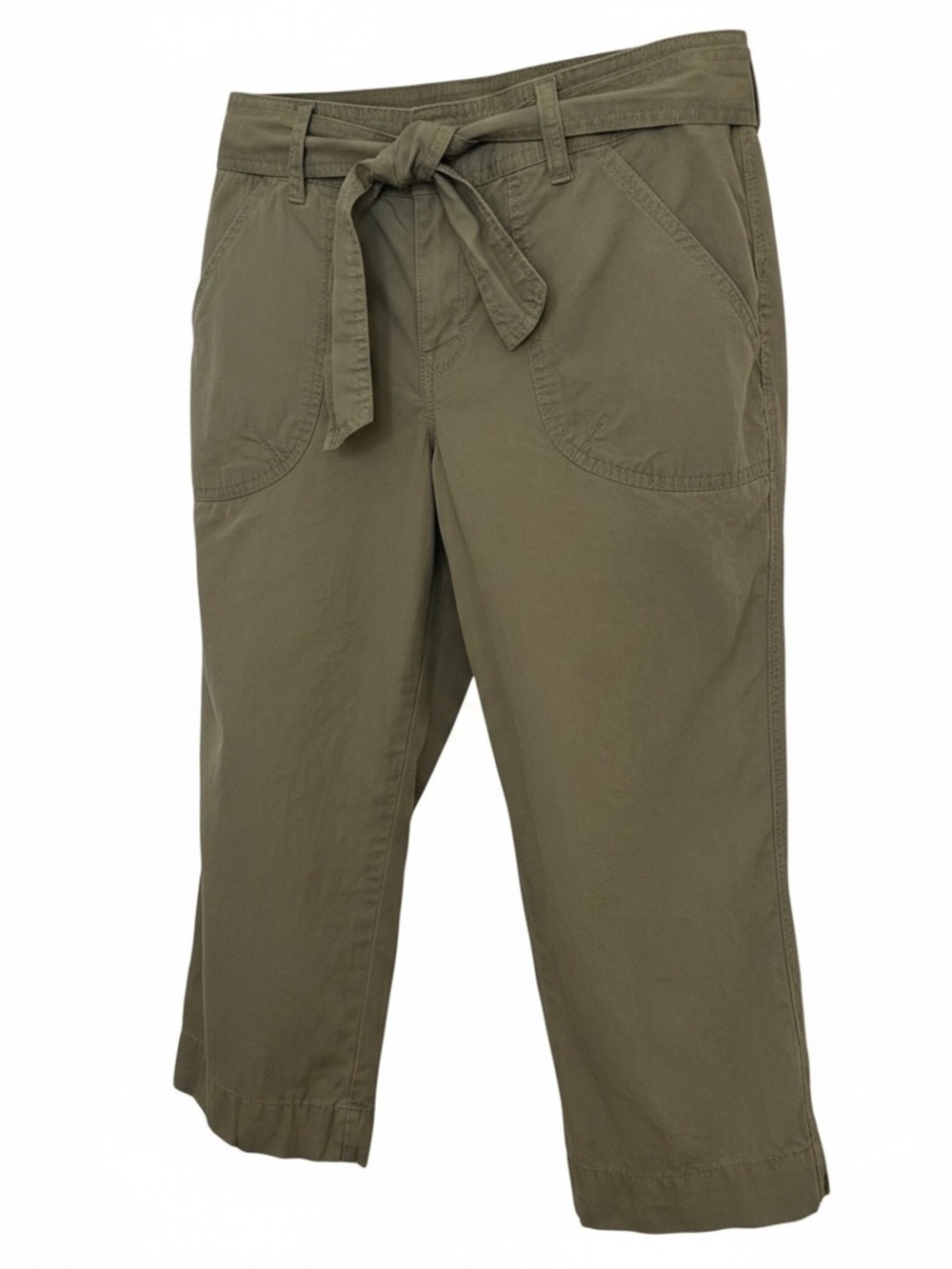 Izod Olive Green Tie-Waist Wide Leg Crop Jeans